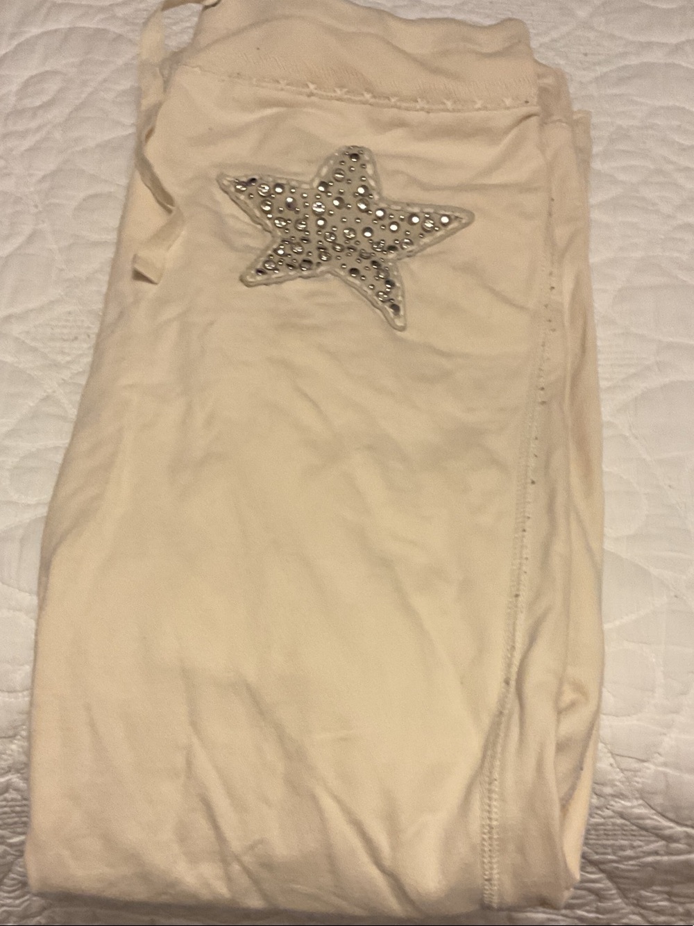 TWISTED HEART Cream Track Joggers with Studded Star